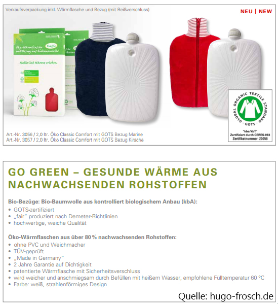 Bio-Bezüge Wärmflasche Hugo Frosch