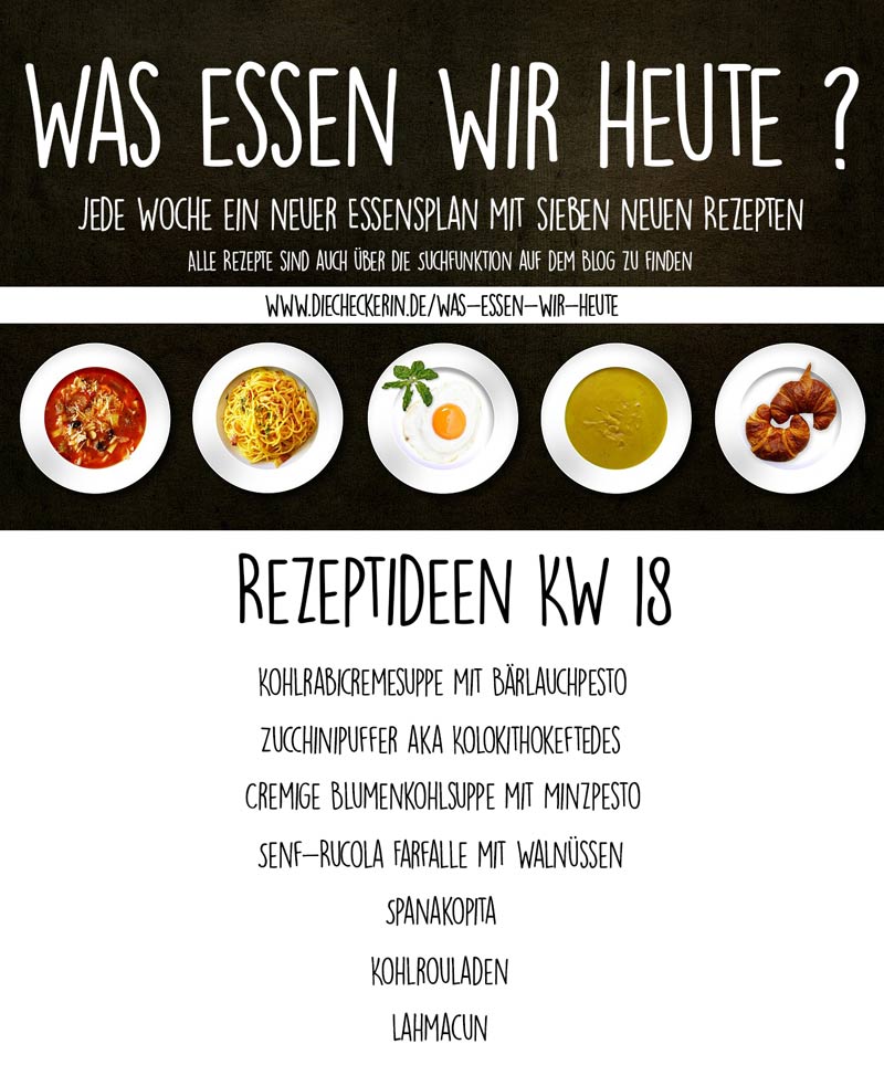 Was essen wir heute Essensplan für KW 18 in 2019 DieCheckerin.de vegane Kochinspiration
